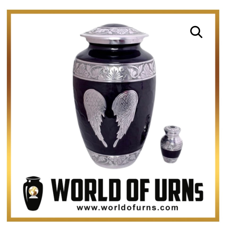 Angel Wings Urn Black